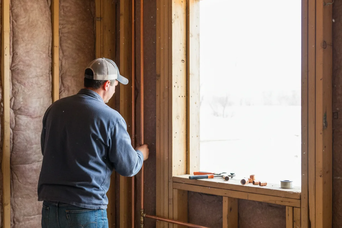 Licensed plumber running new copper supply lines in a Collierville home